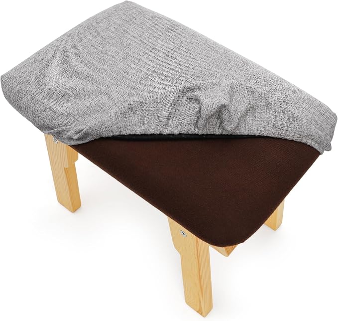 Lawei Small Foot Stool Ottoman, 11 Inch Soft Fabric Foot Rest for Under Desk, Tea Seat Stool with Wood Legs and Padded, Rectangular Footstool for for Sofa Living Room Bedroom Entryway, Easy Assembly