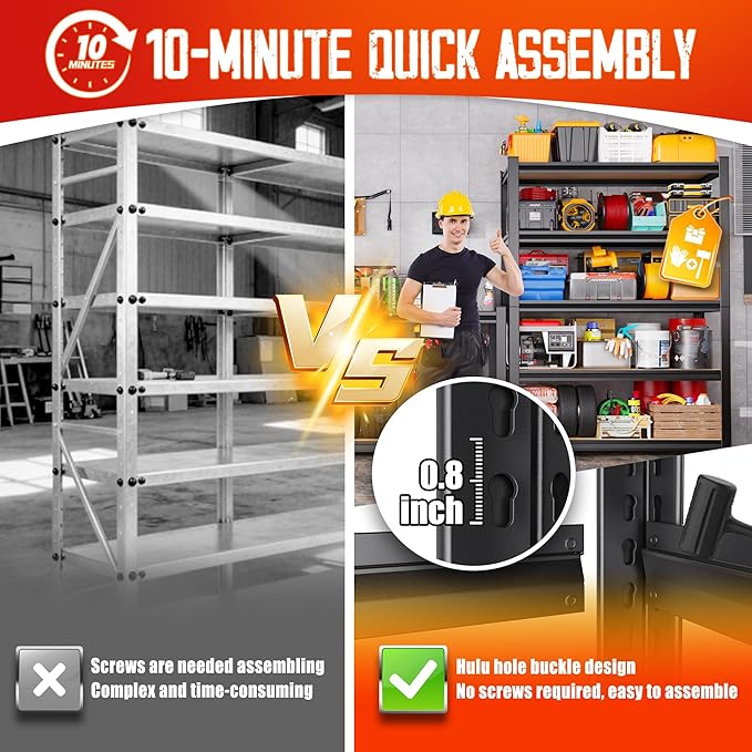 Set of 2 Garage Shelving-2050 lbs 5 Tier Storage Shelves,Adjustable Heavy Duty Metal Shelving Unit and Storage Large Rack,Utility Steel Shelf For Warehouse Industrial Pantry Basement 78"x46"x20"