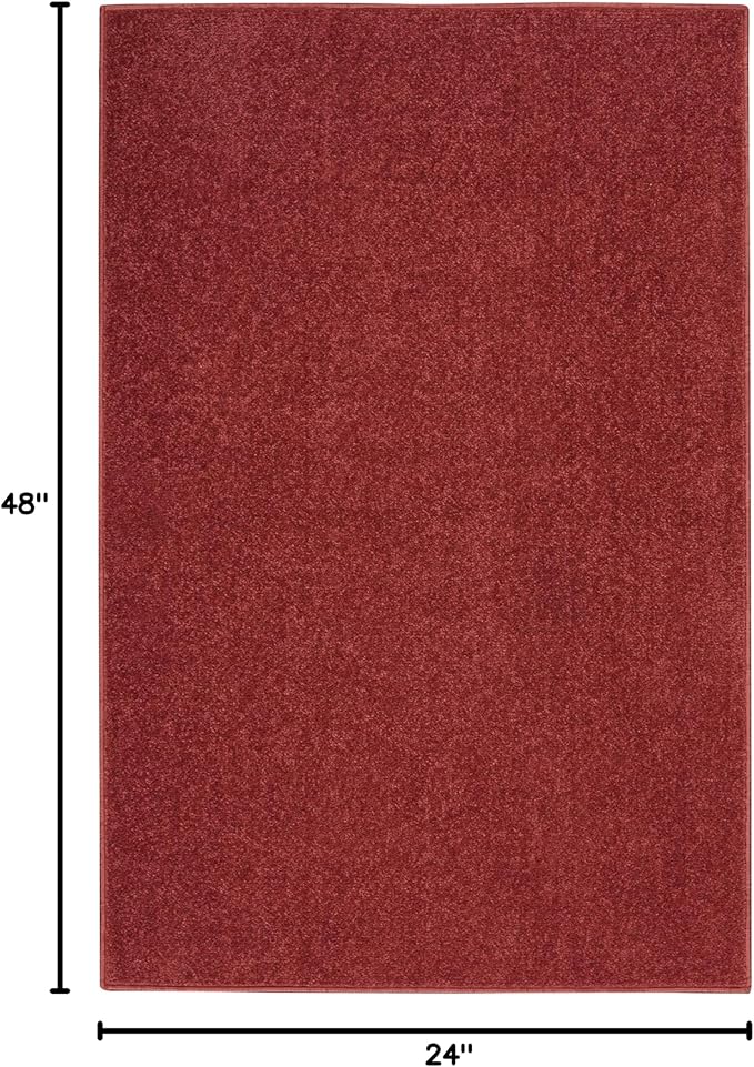 Nourison Home Nourison Essentials Brick Red 2' x 4' Area Rug - Easy Clean, Non Shedding, Bed Room, Living Room, Dining Room, Kitchen (2' x 4')