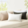 Soft Linen Solid Lumbar Pillow Covers Pack of 4 Farmhouse Neutral Olive Pillow Covers Home Decor for Couch Rustic with Flange Edge Green Cushion Cases for Bed Balcony Home Decor 12x20 Inch