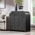 T4TREAM Fluted Dresser with 3 Drawers, 32" Tall Modern Chest of Drawers with Thickened Curved Profile Design, Wood Closet Clothes Storage Organizer for Bedroom, Living Room, Hallway, Black Oak