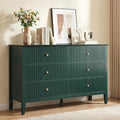 RoyalCraft 6 Drawer Dresser, Fluted Modern Wood Chest of Drawers, Long Dresser for Bedroom TV Stand Storage Cabinet for Living Room, Green