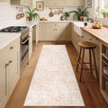 Homemate Washable Rug 2x6 Area Rugs - Vintage Faux Wool Rugs for Living Room Bedroom Dining Room - Non Slip Foldable Carpet Indoor Area Rug for Home Decor（2'x6', Pink