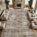 Homemate Washable Rug 9x12 Area Rugs - Vintage Faux Wool Rugs for Living Room Bedroom Dining Room - Non Slip Foldable Carpet Indoor Area Rug for Home Decor（9'x12', Brown