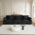 Modular Sectional Sofa Cloud Couch, 119.29" Oversized 3 Seater Sofa with Pillows, Linen Blend Fabric Minimalist Deep Seat Sofa Couches for Living Room, Sofa Covers Washable&Removable, Black