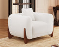 Morden Fort Sherpa Boucle Couch Armchair Single, Modern Sofa Upholstered Deep Chair with Soft Throw Pillow Skin-Friendly Minimalist Accent Chair Compatible with Sofa Set Couch for Living Room, White