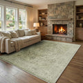 Homemate Washable Rug 6x9 Area Rugs - Vintage Faux Wool Rugs for Living Room Bedroom Dining Room - Non Slip Foldable Carpet Indoor Area Rug for Home Decor（6'x9', Green