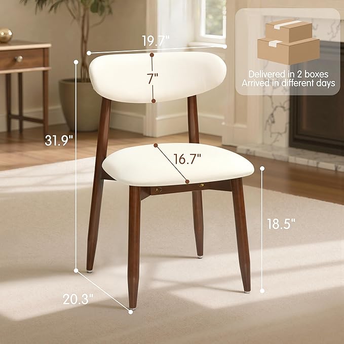 CHUN YI Dining Chairs Set of 8, Upholstered Wooden Dining Room Chairs, Mid Century Modern Fabric Kitchen Chair with Ergonomic Curved Backrest, Beige (Only Chairs)