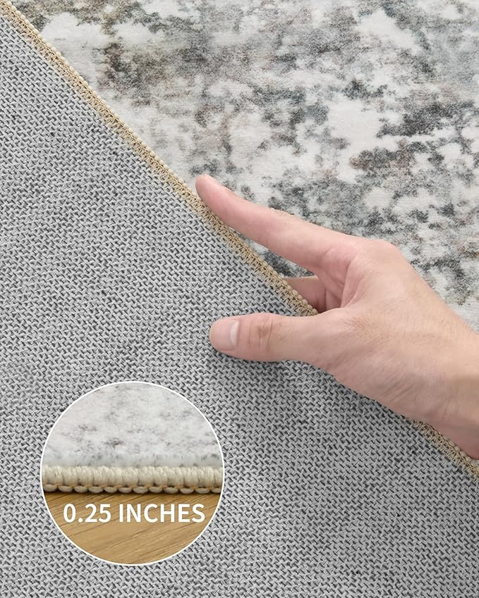 Art&Tuft 9x12 Area Rug - Abstract Large Area Rugs with Anti-Slip Backing, Stain Resistant Area Rugs 9x12 Living Room, Foldable Machine Washable Area Rug(9'x12', Grey/Rust)