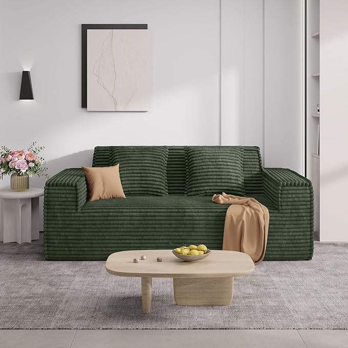 Luxanimarion 75'' Modern Loveseat Sofa, No Assembly Required Comfy Deep Seat Couches 1 pcs for Living Room, Bedroom, Apartment(Green)