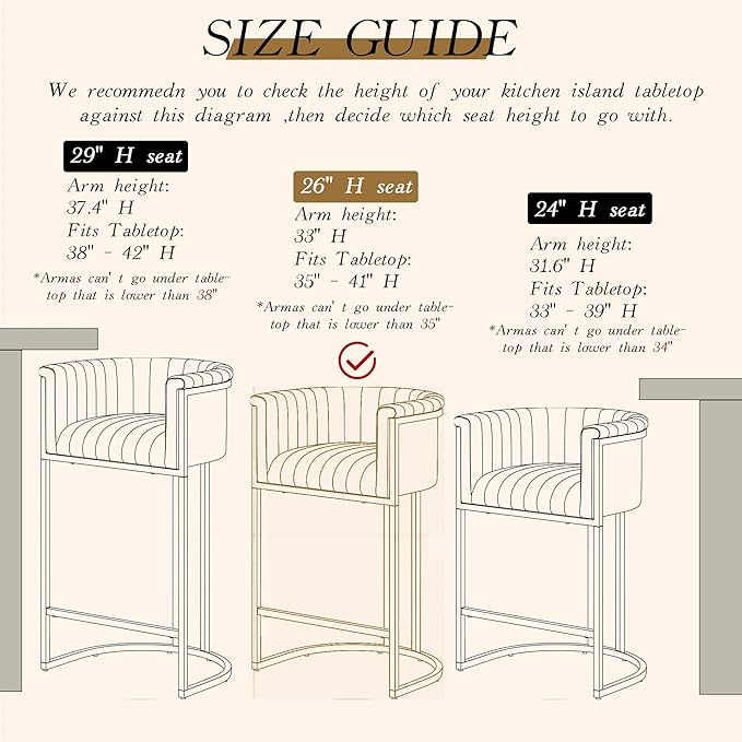 26" Modern Counter Height Bar Stools,Accent Barstools with Arms,Kitchen Island Chairs,PU Leather Upholstered Barrel Bar stools with Backs,Mirror Champagne Gold Base/Blue Linen