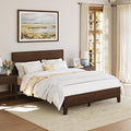 Cozyman Queen Bed Frame with Headboard, 100% Solid Acacia Wood Platform, 800lb Heavy Duty Support with 10 Reinforced Legs, Noise-Free No Box Spring Needed, Low-Profile Design, Walnut