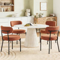 DUMOS Dining Chairs Set of 6, Mid Century Modern Chair Round Upholstered Curved Backrest, Kitchen Vanity Living Room Chairs with Black Metal Legs, Orange