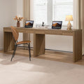 SICOTAS Home Office Executive Desk - 47-Inch Computer Desk with Drawer, Farmhouse Writing Study Desk with Storage,Boho Makeup Vanity Table for Bedroom (Reclaimed Caramel Oak, 2 Pieces)