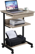 Topeakmart Gray Art Deco Desk, Rolling Computer Desk Cart with Drawer, Small Space Solution for Writing, Laptop, PC, 22 x 20.1 x 31.5 inches