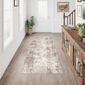 2x5 Washable Runner Rug Brown Grey Abstract Non Slip Soft Low Pile Hallway Kitchen Rug Neutral Modern Carpet for Laundry Bathroom Bedroom Living Room Home Decor