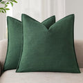 Foindtower Set of 2, Decorative Linen Soild Throw Pillow Covers Soft Accent Euro Cushion Case Farmhouse Neutral Pillowcase for Chair Couch Sofa Bedroom Living Room Home Decor 18 x 18 Inch Pine Green