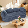 95” Modern Curved Sofa, Chenille Fabric Comfy Cloud Couch, No Assembly Required Half Moon Couch with Deep Seat, 4 Pillows for Living Room, Apartment, Bedroom