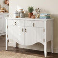 FUSUNBAO 40" Retro Buffet Cabinet with Storage, Fluted Sideboard Credenza with Drawer, Accent Bar Cabinet for Living Room Furniture, Coffee Bar or Entryway, Dining Room, White