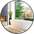 Fabuday Black Circle Mirror for Wall 22 inch - Round Mirror for Bathroom, Entryway, Living Room, Hallway, Bedroom Decor, Small Matte Frame Mirrors