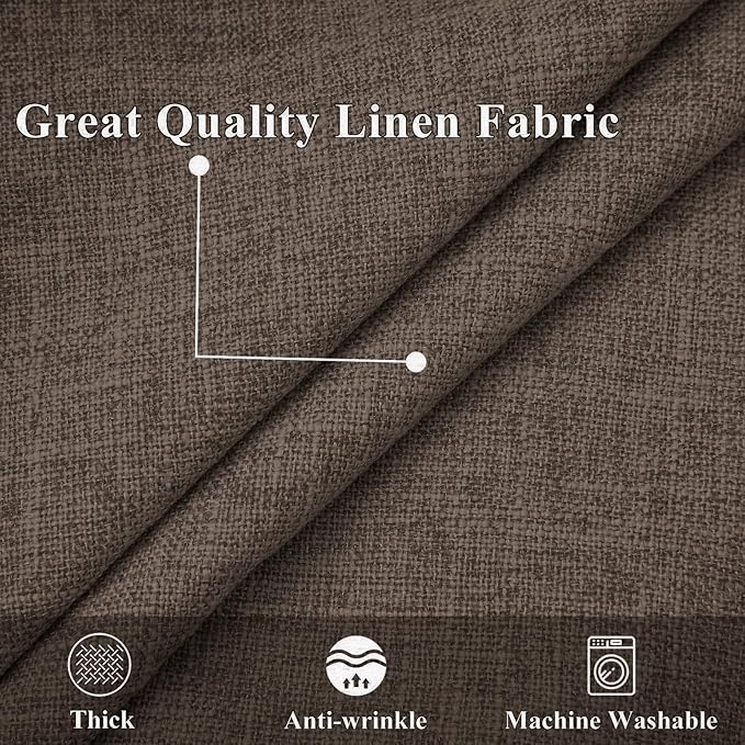 decorUhome Summer Decorative Throw Pillow Covers 24x24 Set of 2 Faux Linen Farmhouse Euro Sham Pillow Covers with Stitched Edge Outdoor Neutral Pillow Covers for Couch Sofa Living Room, Chocolate