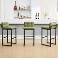 FIRAVOE Bar Stools Set of 3, Modern Tall Counter Height Barstools with Back and Thickened Metal Legs, 30" Faux Leather Bar Chairs for Kitchen Island, Bar, Counter (Avocado Green, 3Pcs 30" Bar Stools)