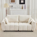 81.5" Chenille Love Seat Sofa, 2 Seater Modular Sectional Couch with Deep Seat, Solid Wood Legs, Cloud Couch for Bedroom, Living Room, Mid Century Modern Loveseat, Tufted Sofa, Beige