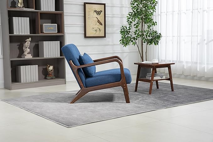 KEIKI Mid Century Modern Accent Chair, Modern Armchair with Sleek Wood Frame, Comes with Comfort Waist Pillow, Boho Decor