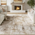 Fmfunctex 9x12 Washable Abstract Area Rug Brown Grey Neutral Modern Large Non Slip Carpet for Living Room Bedroom Soft Low Pile Indoor Mat Accent Throw Rug for Dining Kitchen Office Nursery, Grey Gold