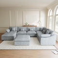 Modular Sectional Sofa Cloud Couch, Oversized 8 Seater Sofa with Ottomans, Extra Large U Shaped Deep Seat Sectional Couches for Living Room, Grey Sofa Covers Washable&Removable