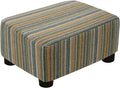 CAROLMADE Small Foot Stool Ottoman Footstool with Legs Under Desk Footrest for Living Room Bedroom and Office,Linen-Stripe Green