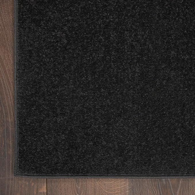 Nourison Home Nourison Essentials Black 9' x Square Area Rug - Easy Clean, Non Shedding, Bed Room, Living Room, Dining Room, Kitchen (9' x Square)