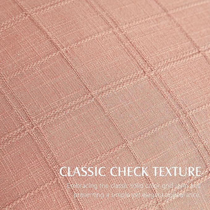 Foindtower Set of 2 Decorative Linen Check Throw Pillow Covers Neutral Farmhouse Vintage Cushion Covers Modern Boho Accent Home Decor for Sofa Chair Couch Bedroom Living Room,20×20 Inch,Coral Pink