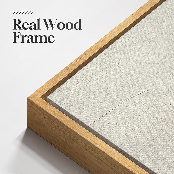 Framed Neutral Tree Set of 3 Wall Art for Living Room, Abstract Modern Rustic Landscape Beige Canvas Artwork for Walls, Nordic Misty Forest Farmhouse Wall Decor for Bedroom Hallway Office, 16x24 Inch