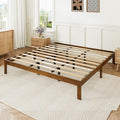 Novilla 12 Inch King Bed Frame, Classic Solid Wooden King Size Platform Bed Frame, Sturdy Wood Slat Support, No Box Spring Needed, Easy Assembly, Walnut