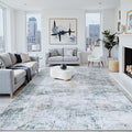 9x12 Area Rugs Washable Rug:Anti-Skid Abstract Modern Living Room Rug Soft Thin Carpets Indoor Floor Non-Shedding Carpet for Bedroom Dining Farmhouse Nursery Home Office(Blue/Grey/Gold/White, 9x12)