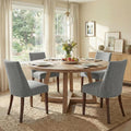 Wooden Dining Chairs Set of 4, Upholstered Farmhouse Fabric Dining Room Chair, Mid Century Kitchen Chair for Restaurant & Cafe, Light Grey