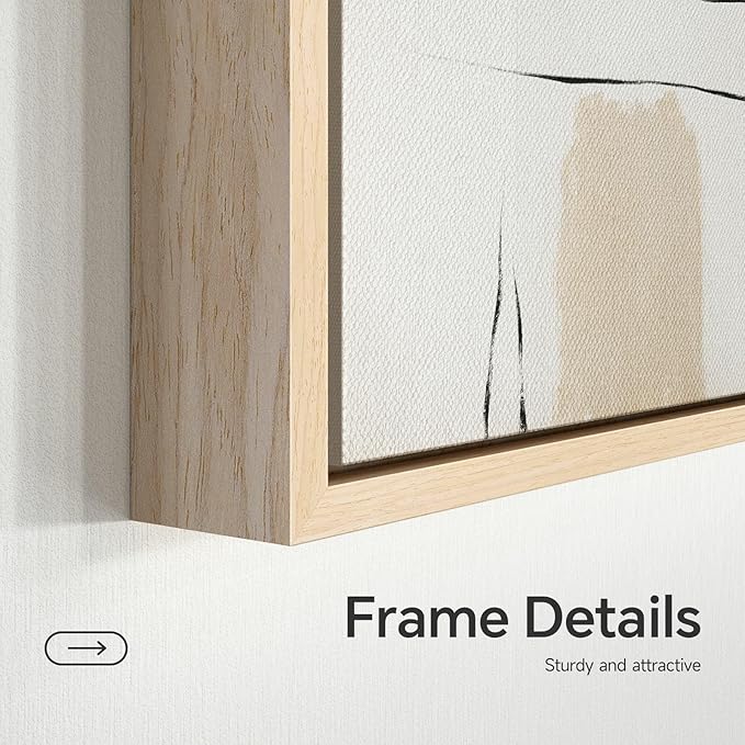 Framed Boho Neutral Abstract Wall Art for Living Room, 3 Piece Mid Century Modern Painting Prints, Minimalist Geometric Canvas Artwork for Dining Room Bedroom Hallway Office Wall Decor, 16x24 In