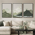 Framed Green Abstract Mountain Wall Art for Living Room, 3 Piece Large Landscape Prints Canvas Artwork for Walls, Modern Minimalist Scenic Pictures Bedroom Dining Room Home Office Wall Decor, 24x36 In