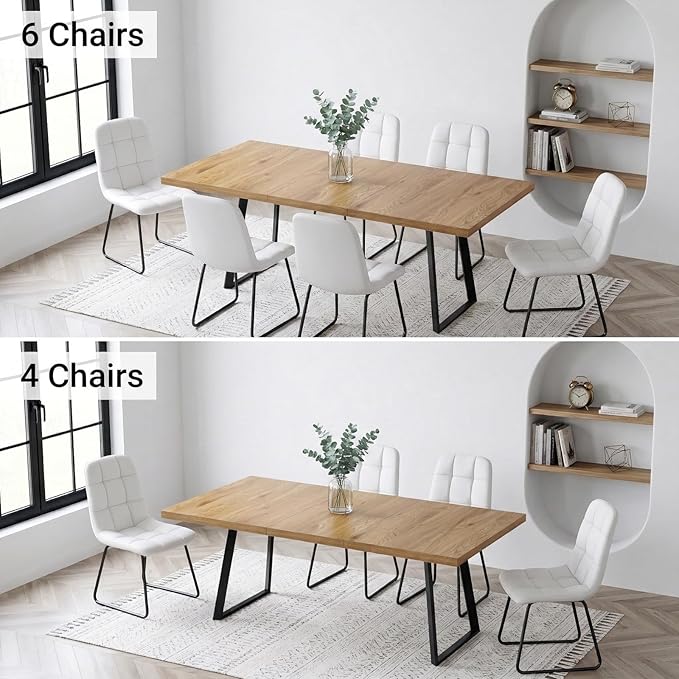 ZckyCine Extendable Dining Table 47"-63", Rustic Wood Modern Scandinavian Style Dining Room Table, Space Saving Kitchen Apartment Furniture, Seats 4-6