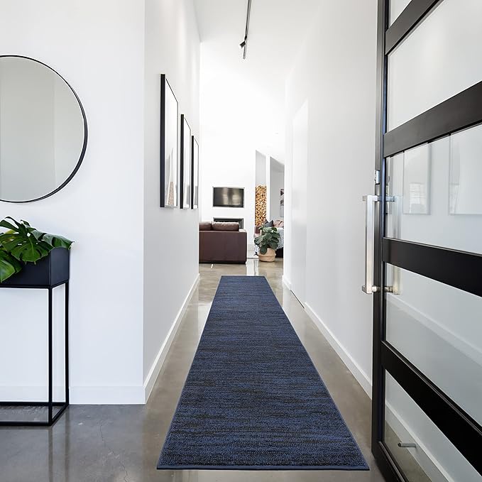 Nourison Home Nourison Essentials Midnight Blue 2'2" x 20' Area Rug - Easy Clean, Non Shedding, Bed Room, Living Room, Dining Room, Kitchen (20' Runner)