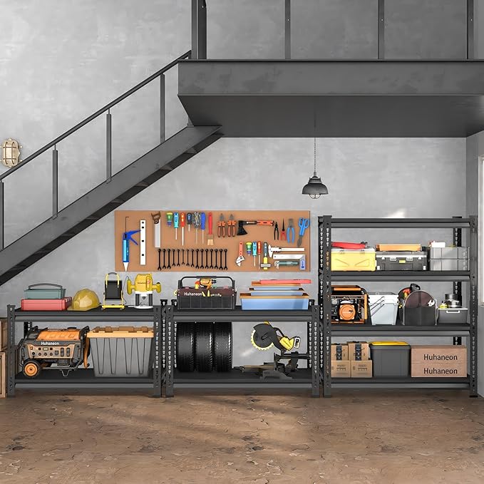 Metal Garage Shelving for Storage - 40'' W 1,680 Lbs Heavy Duty 4 Tier Utility Shelves Freestanding - Adjustable Rack Units for Basement Pantry Kitchen - 40" W x 16" D x 62" H Black