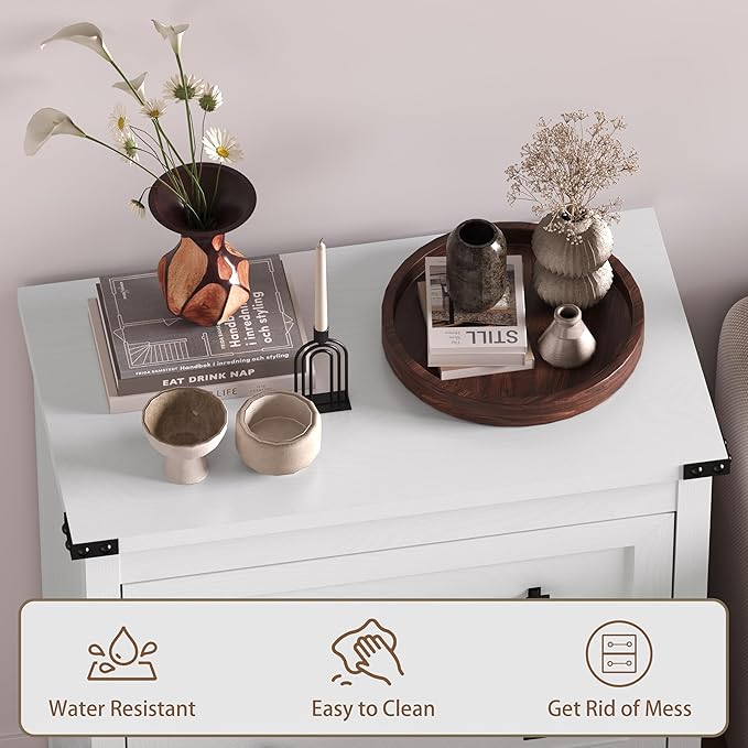 BORNOON 3-Drawer Dresser, Small Wooden Chest of Drawers with Metal Knobs, Water-Resistant Top, Storage Organizer with Anti-Tip Kit for Bedroom, Nursery, Living Room