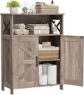 Homhedy Farmhouse Bathroom Storage Cabinet with 2 Doors, Toilet Paper Cabinet with Adjustable Shelves, Small Bathroom Cabinet for Kitchen/Laundry/Living Room, 11.8 x 23.6 x 31.5 Inches, Greige