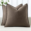 MIULEE Decorative Linen Euro Sham Pillow Covers 24x24 Inch CoffeeBoho Farmhouse Neutral Winter Couch Throw Pillows for Bed Pack of 2 Accent Modern Pillowcase Sofa Livingroom Home Decor
