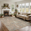Srugn Washable Rugs 8x10 Area Rugs for Living Room,Bedroom,Dining Room-Large Ultra Soft Faux Wool Retro Carpet,Non Slip&Non-Shedding Low Pile Vintage Print Rug for Home Office Dorm Playroom-Terracotta