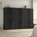 Yechen 67" Fluted Armoire Wardrobe Closet Set of 3 with Doors and Drawer, Wooden Wardrobe Closet Cabinet with Adjustable Shelve, Modern Small Armoires Storage Clothes, Coats for Bedroom, Black, 3pcs