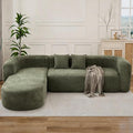 109.4" Sectional Couch with L-Shaped Chaise, Boneless Modular Sectional Sofa, Soft Chenille Sofa with Deep Seat for Living Room, No Assembly(Left-Facing Chaise, Green) | Breaathable Material