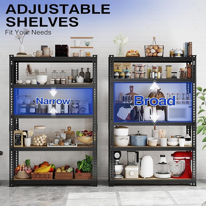 40''W Garage Storage Shelves, Storage Racks Shelving Units, Storage Shelves Heavy Duty, Adjustable Metal Shelves with 2 Pegboards for Basement, Warehouse, Pantry, Closet, Kitchen, 2200 LBS