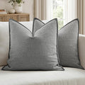 MIULEE Pack of 2 Thick Textured Couch Throw Pillow Covers, Grey Decorative Pillow Covers 20x20, Neutral Linen Cushion Cases for Sofa Bed Living Room Modern Farmhouse Home Decor, No Filling